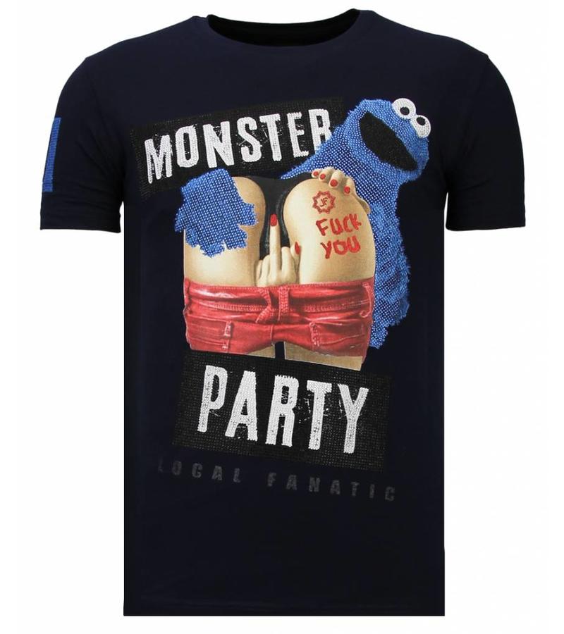 Local Fanatic Monster Party Rhinestone - Herr T Shirt - 13-6206N - Marinblå