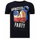 Monster Party Rhinestone - Herr T Shirt - 13-6206N - Marinblå