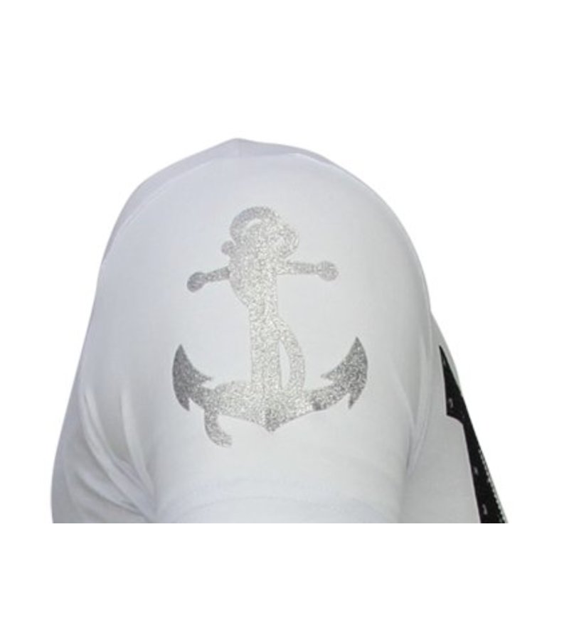 Local Fanatic Iron Man Popeye Rhinestone - Man T shirt  - 13-6214W - Vit