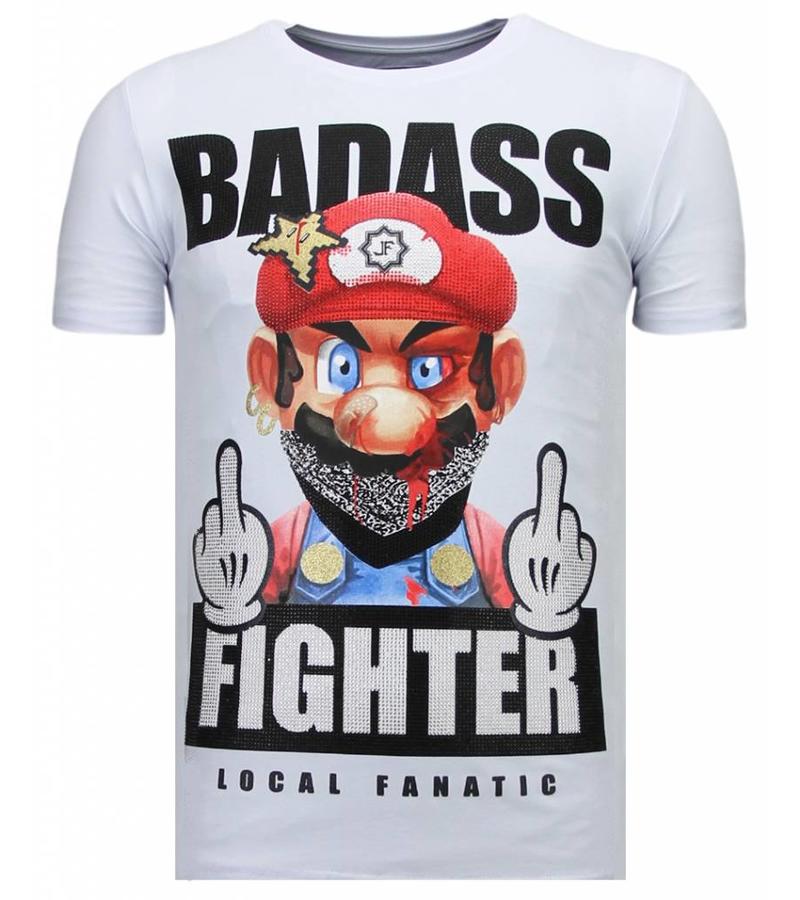 Local Fanatic Fight Club Mario Bros -Man T Shirt - 13-6219W - Vit