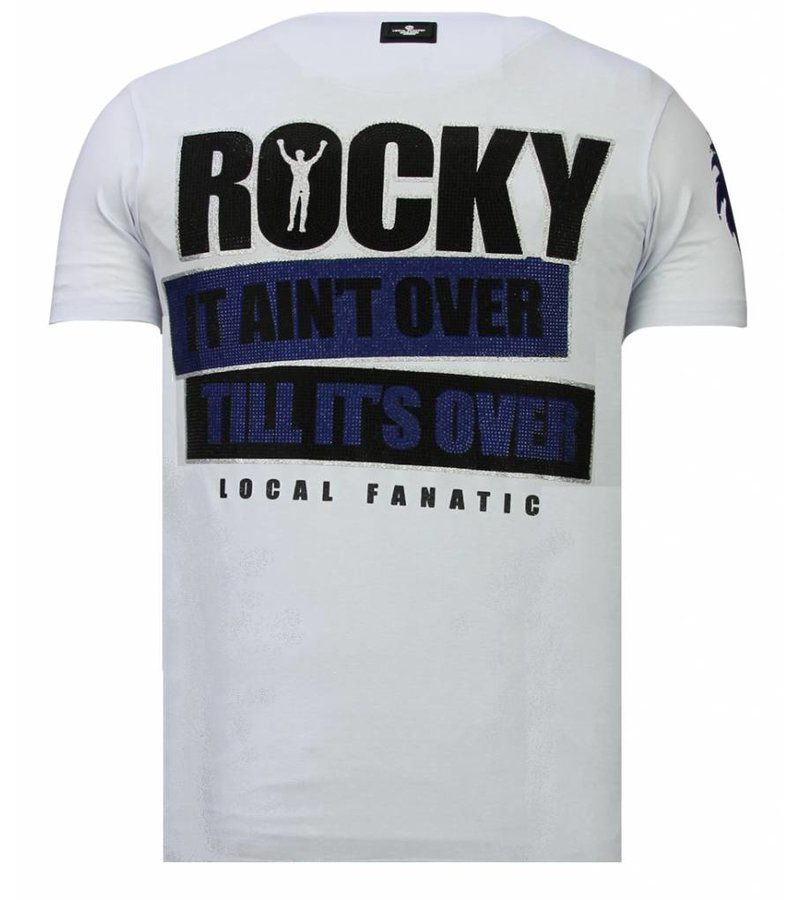 Local Fanatic Balboa Rocky Rhinestone - Man T shirt - 13-6223W - Vit