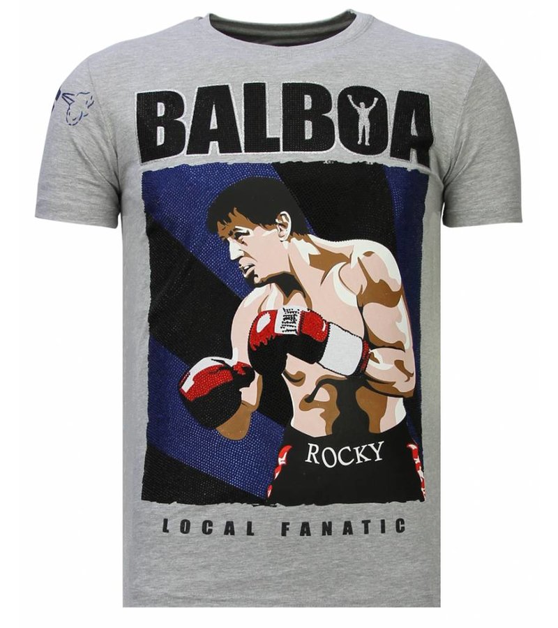 Local Fanatic Balboa Rocky Rhinestone - T shirt Herr - 13-6223G - Grå