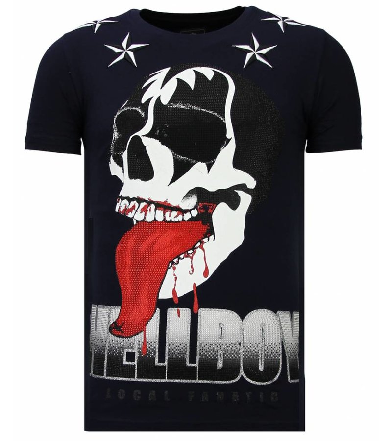 Local Fanatic Hellboy Rhinestone - T Shirt Herr - 13-6226N - Marinblå