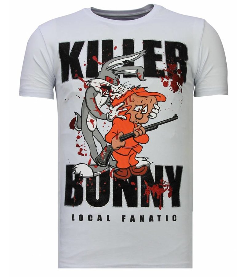 Local Fanatic Killer Bunny Rhinestone - Man T shirt  - 13-6229K - Vit