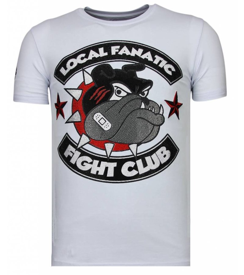 Local Fanatic Fight Club Spike Rhinestone - Man T shirt - 13-6230W - Vit