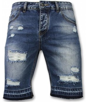 Enos Slitna shorts herr - Snygga jeansshorts herr - J-998B - Blå