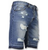 Enos Slitna shorts herr - Snygga jeansshorts herr - J-998B - Blå