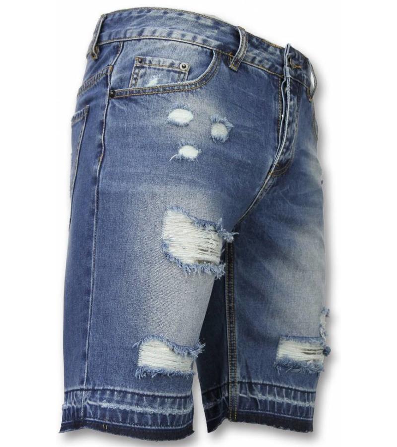 Enos Slitna shorts herr - Snygga jeansshorts herr - J-998B - Blå