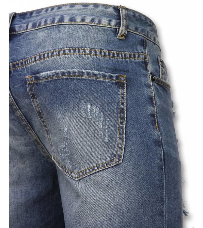 Enos Slitna shorts herr - Snygga jeansshorts herr - J-998B - Blå