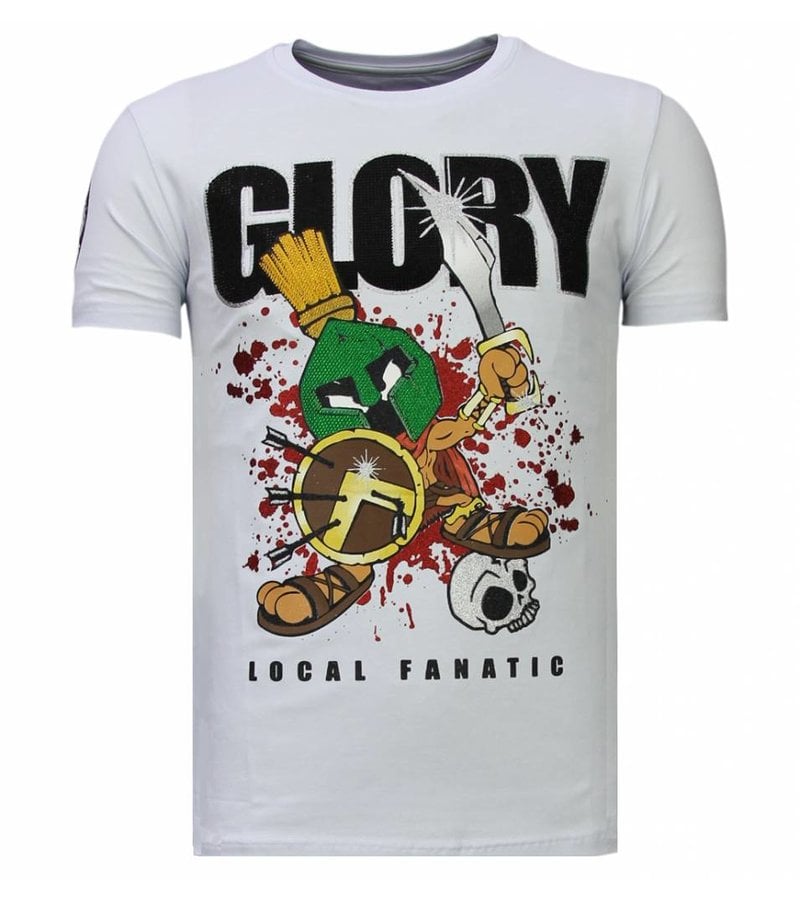Local Fanatic Glory Martial  Rhinestone - Man T shirt - 13-6232W - Vit