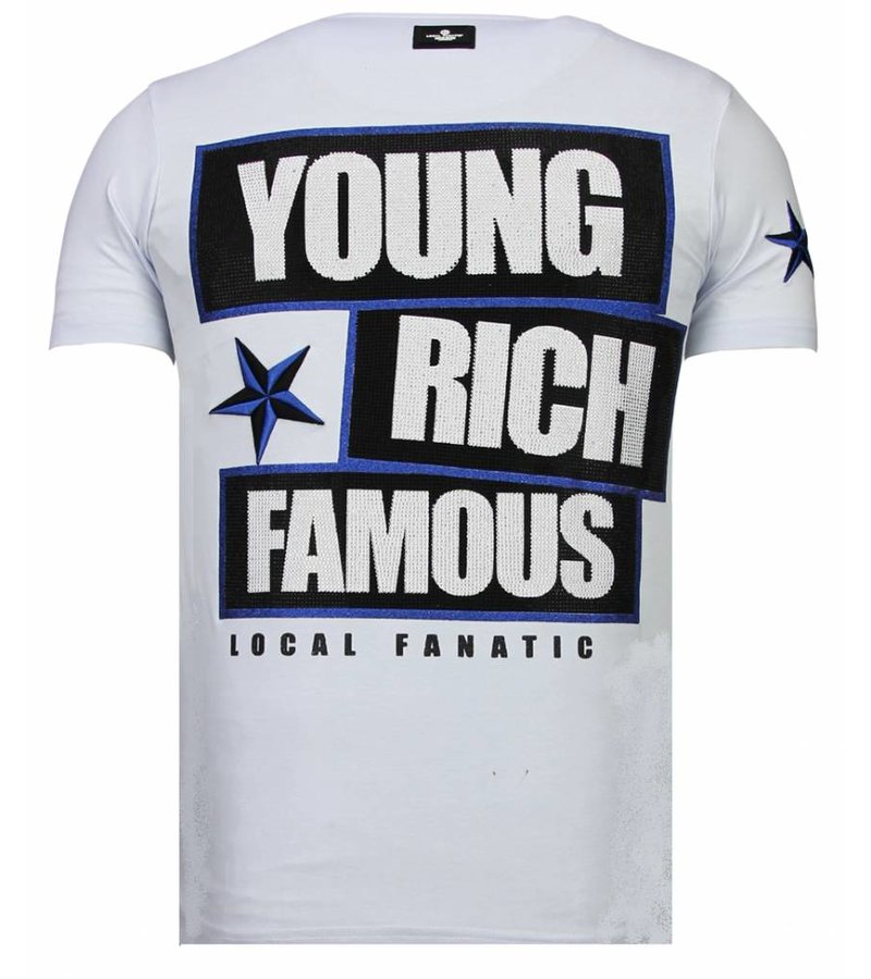 Local Fanatic Young Rich Famous Rhinestone - Man T shirt - 13-6234K - Vit