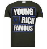 Local Fanatic Young Rich Famous Rhinestone - T shirt Herr - 13-6234K - Khaki