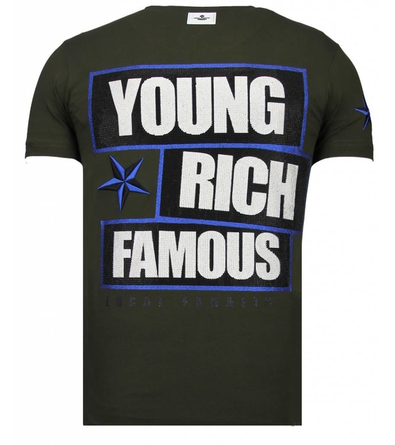 Local Fanatic Young Rich Famous Rhinestone - T shirt Herr - 13-6234K - Khaki