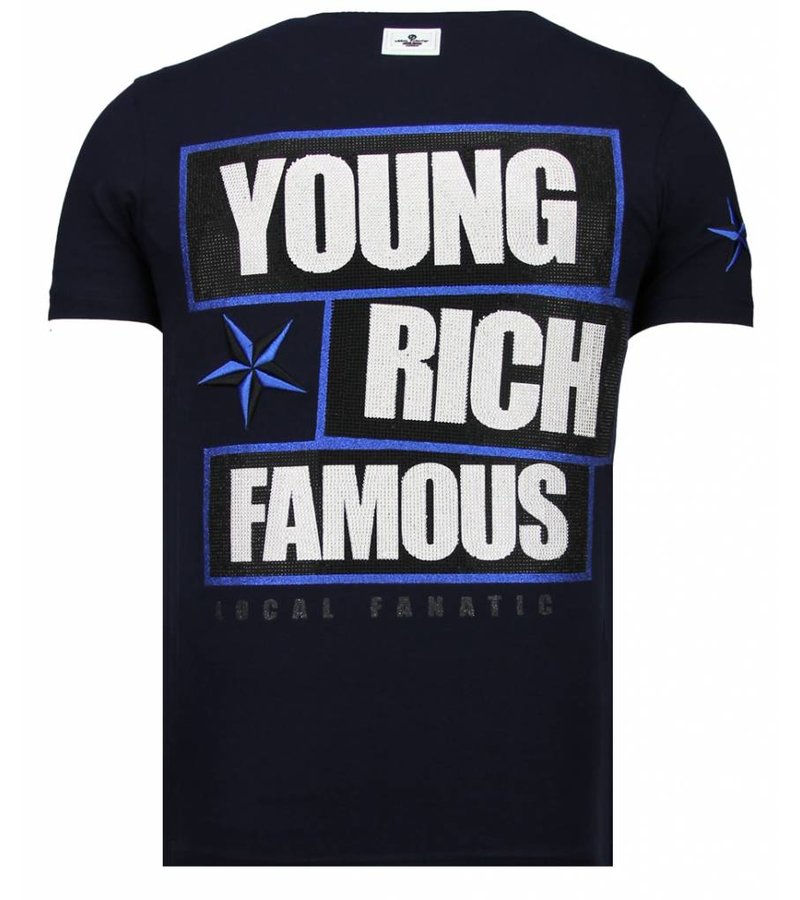 Local Fanatic Young Rich Famous Rhinestone - Herr T shirt - 13-6234N - Marinblå