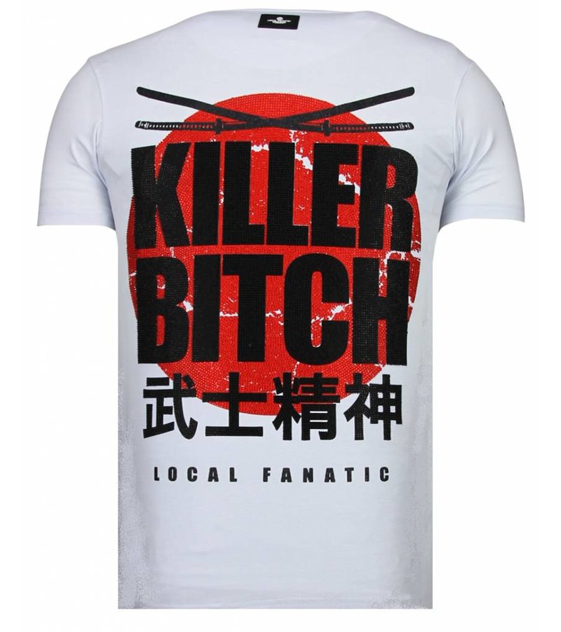 Local Fanatic Killer Bitch Rhinestone - Man T shirt - 13-6235W - Vit