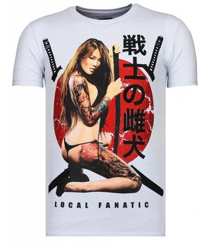Local Fanatic Killer Bitch Rhinestone - Man T shirt - 13-6235W - Vit