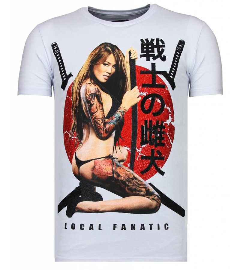 Local Fanatic Killer Bitch Rhinestone - Man T shirt - 13-6235W - Vit