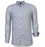 Gentile Bellini Billiga slimfit skjortor - Mönstrad skjorta till kostym - 2054W - Ljus Blå