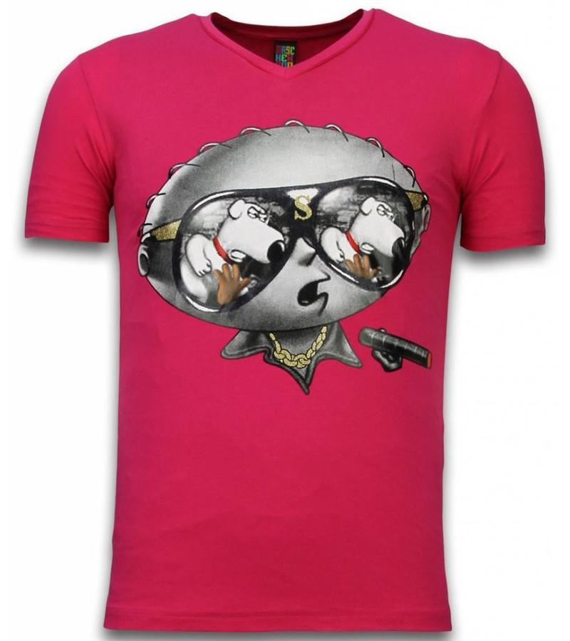 Local Fanatic Stewie Dog - Herr T shirt - 1458F - Fuschia