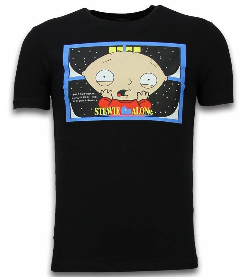 Local Fanatic Stewie Home Alone - Herr t shirt - 6226Z - Svart