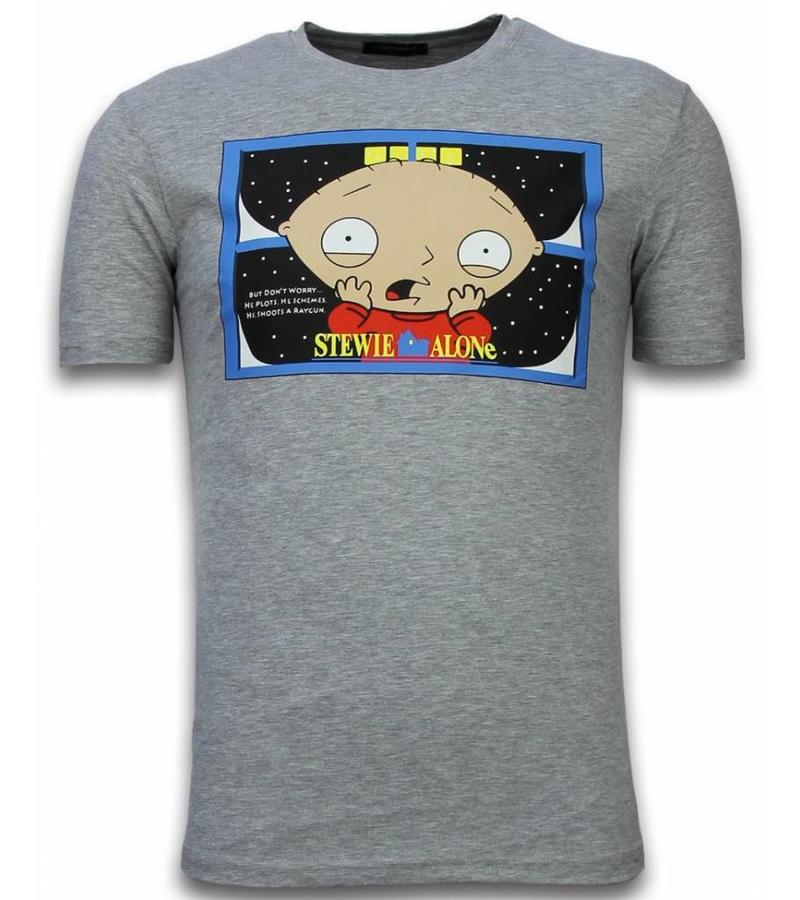 Local Fanatic Stewie Home Alone - Herr T shirt - 6226Gr - Grå