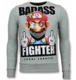 Local Fanatic Mario Fight Club Sweater - Tröjor Män - 11-6298G - Grå