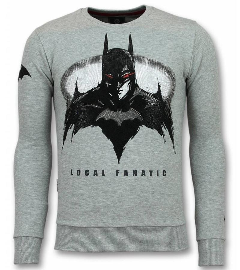 Local Fanatic Rhinestone Batman Tröja - Herr Sweater - 11-6295G - Grå