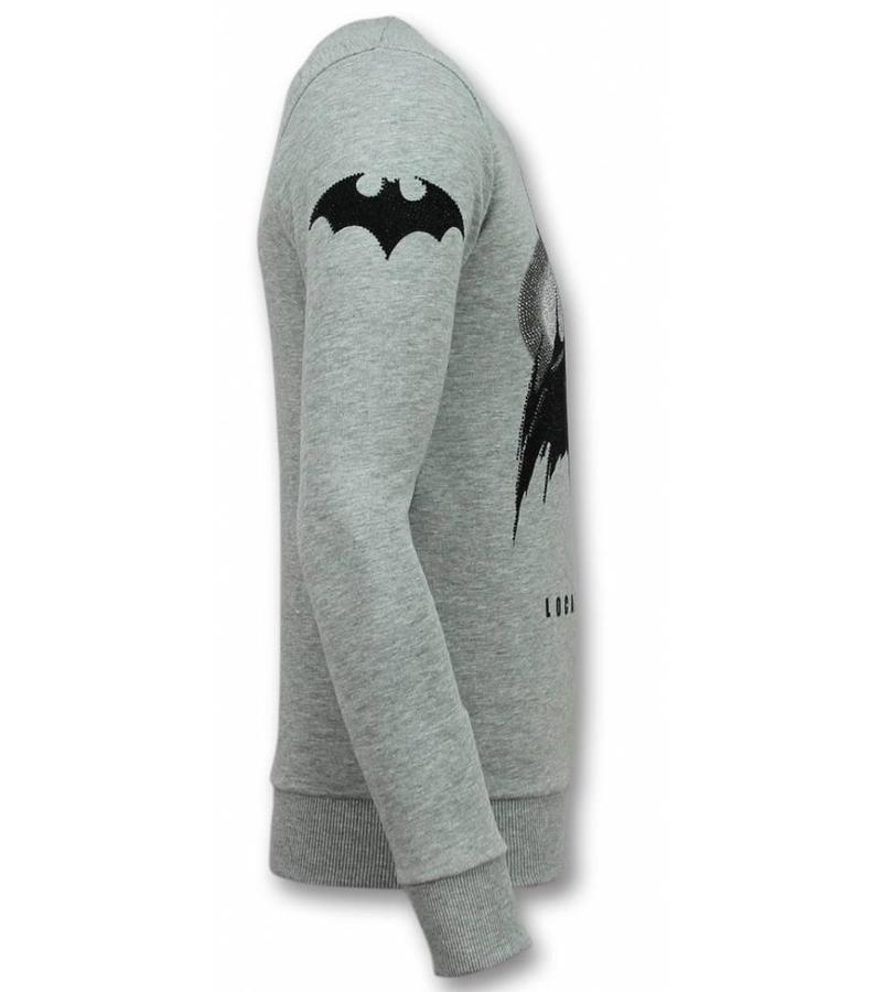 Local Fanatic Rhinestone Batman Tröja - Herr Sweater - 11-6295G - Grå