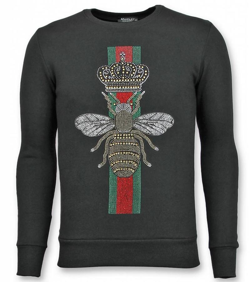 UNIMAN Rhinestone Trui - Master Royal Color Bee Sweater Heren - Zwart