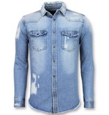 Enos Ljus jeanss kjorta herr - Jeanss kjorta slim fit - J-988B - Blå Enos Ljus jeanss kjorta herr - Jeanss kjorta slim fit - J-988B - Blå