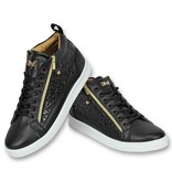 Cash Money Märkesskor Online - Herr Sneakers Croc Black Gold - CMS98 - Svart