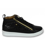Cash Money Märkesskor Online - Herr Sneakers Croc Black Gold - CMS98 - Svart