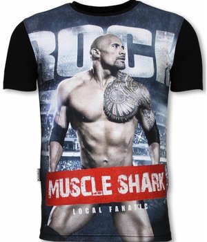 Local Fanatic Muscle shark rock rhinestone - Herr t shirt - 11-6289Z - Svart