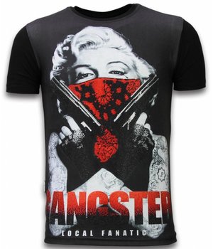 Local Fanatic Gangster Marilyn  Rhinestone - Herr t shirt - 11-6287Z - Svart