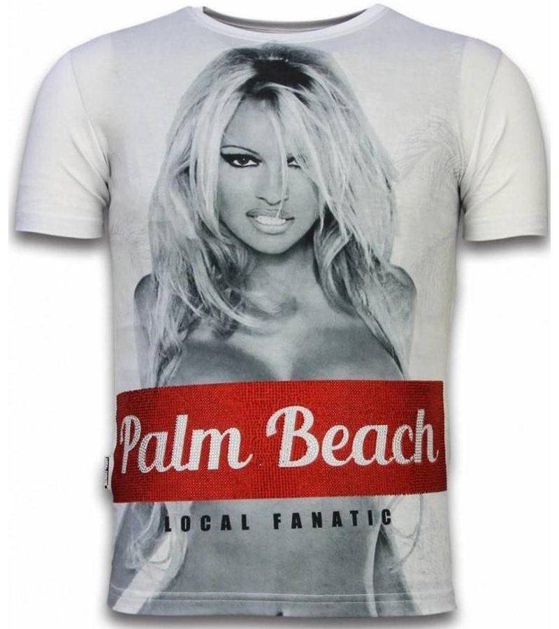 Local Fanatic Palm Beach Pamela Rhinestone - Herr t shirt - 11-6280W - Vit