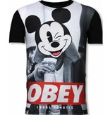 Local Fanatic Obey Mouse Rhinestone - Herr t shirt - 11-6278Z - Svart