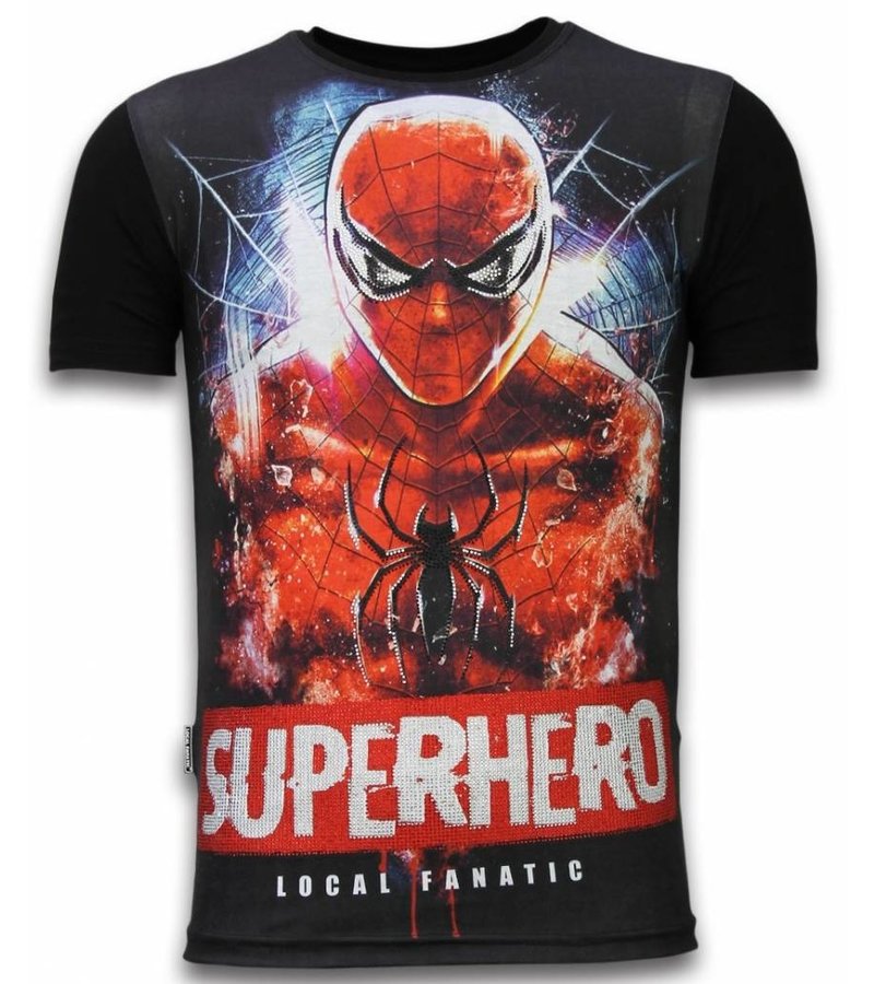 Local Fanatic Superhero  Spiderman Rhinestone - Herr t shirt - 11-6276Z - Svart