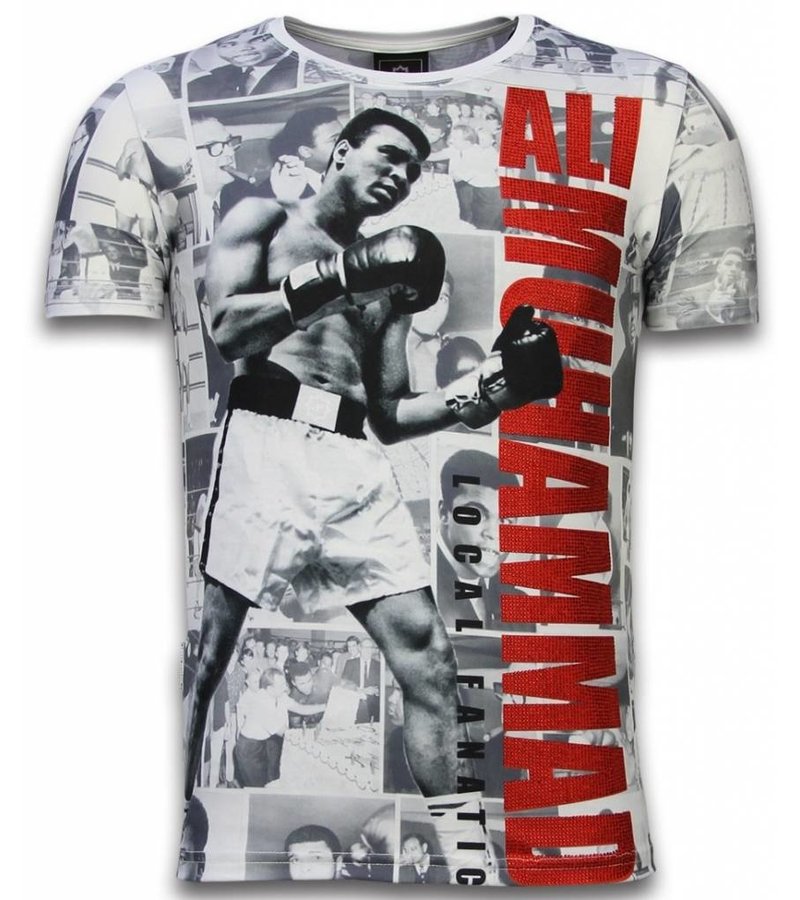 Local Fanatic Muhammad Photocollage Rhinestone - Man t shirt - 11-6268W - Vit