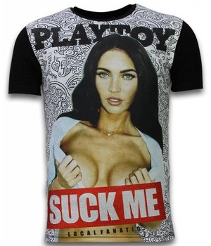 Local Fanatic Playtoy Megan Rhinestone - Herr t shirt - 11-6259Z - Svart