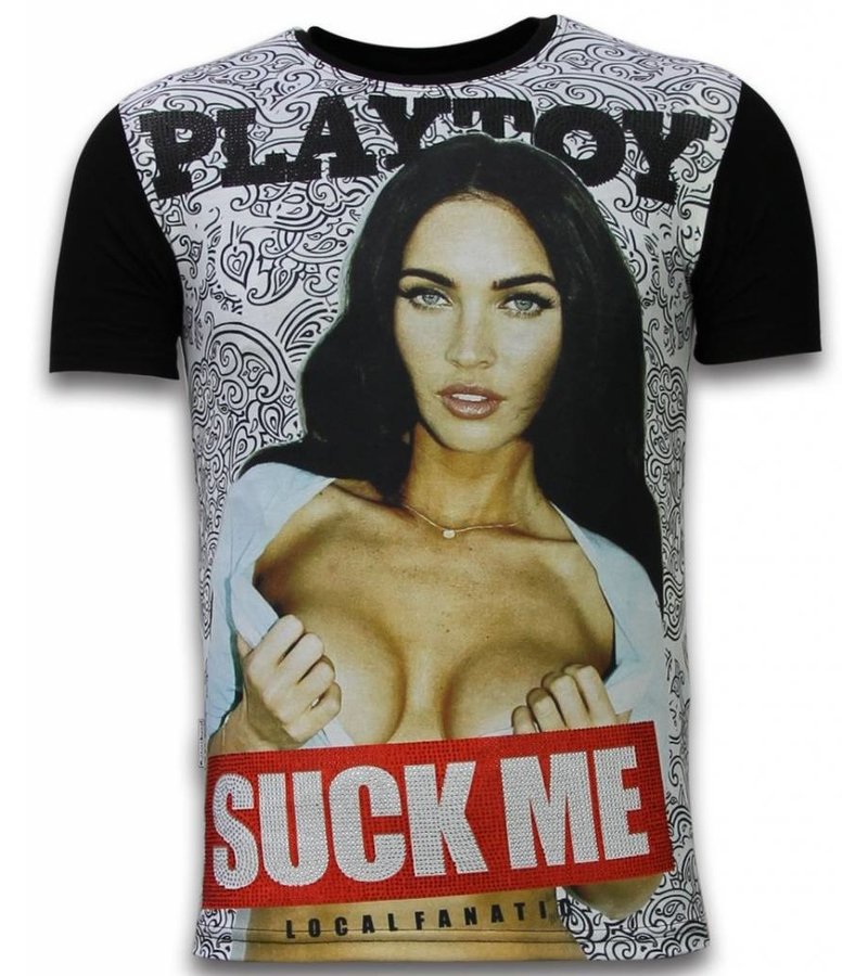 Local Fanatic Playtoy Megan Rhinestone - Herr t shirt - 11-6259Z - Svart