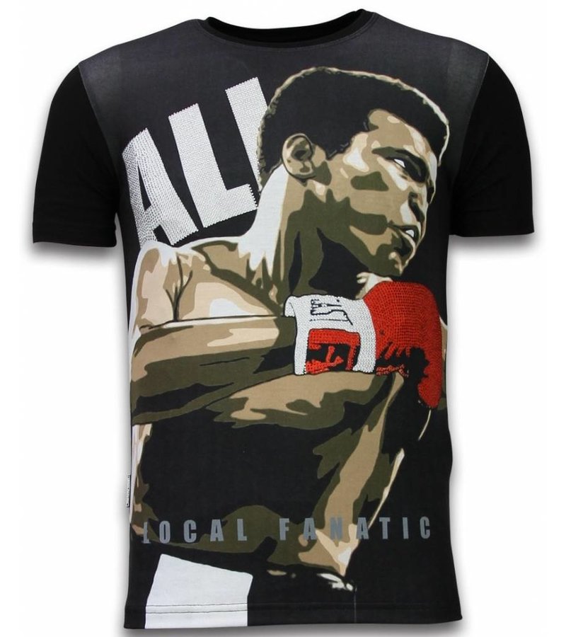 Local Fanatic Muhammad Ali  Rhinestone - Man t shirt - 11-6257Z - Svart