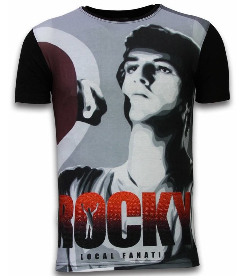 Local Fanatic Rocky Training  Rhinestone - Herr t shirt - 11-6256Z - Svart