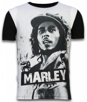 Local Fanatic Bob Marley Black And White - Herr t shirt - 11-6254Z - Svart