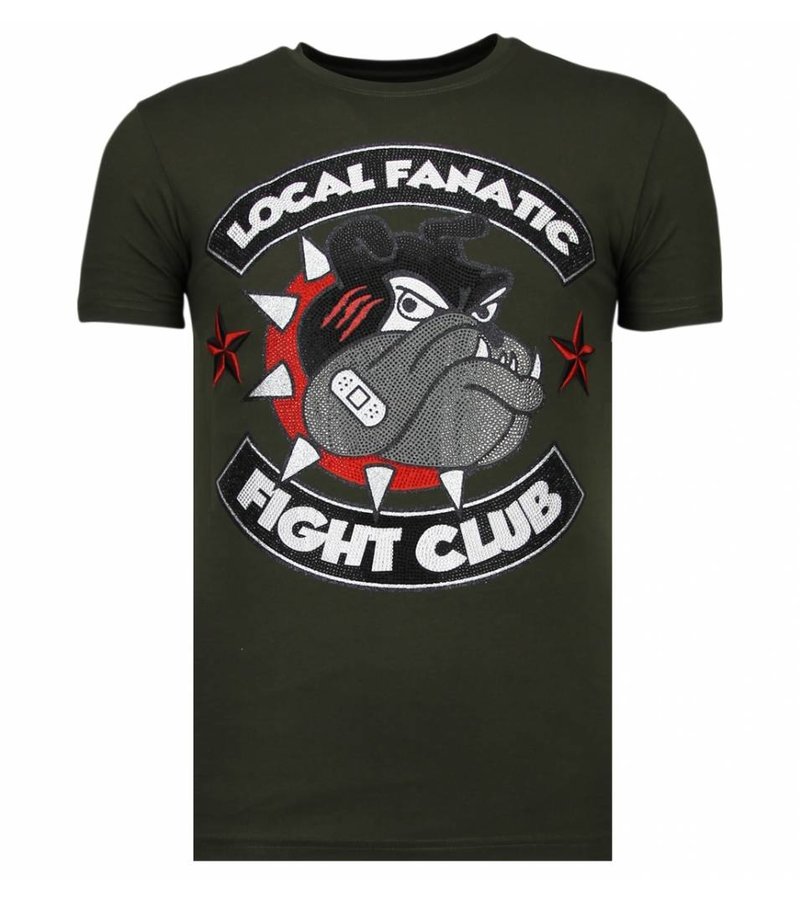 Local Fanatic Fight Club Spike Rhinestone - T shirt Herr - 13-6230K - Khaki