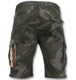 Enos Tuffa shorts herr - Shorts med många fickor - J-9017 - Grå / Grön