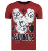 Local Fanatic Beagle Boys Rhinestones - Rolig T-shirt Man - 6319B - Bordeaux