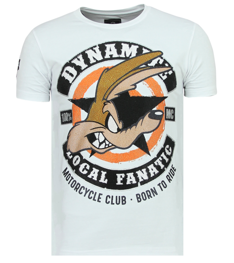 Local Fanatic Dynamite Coyote Rhinestones - Party T-shirt Herr - 6320W - Vit