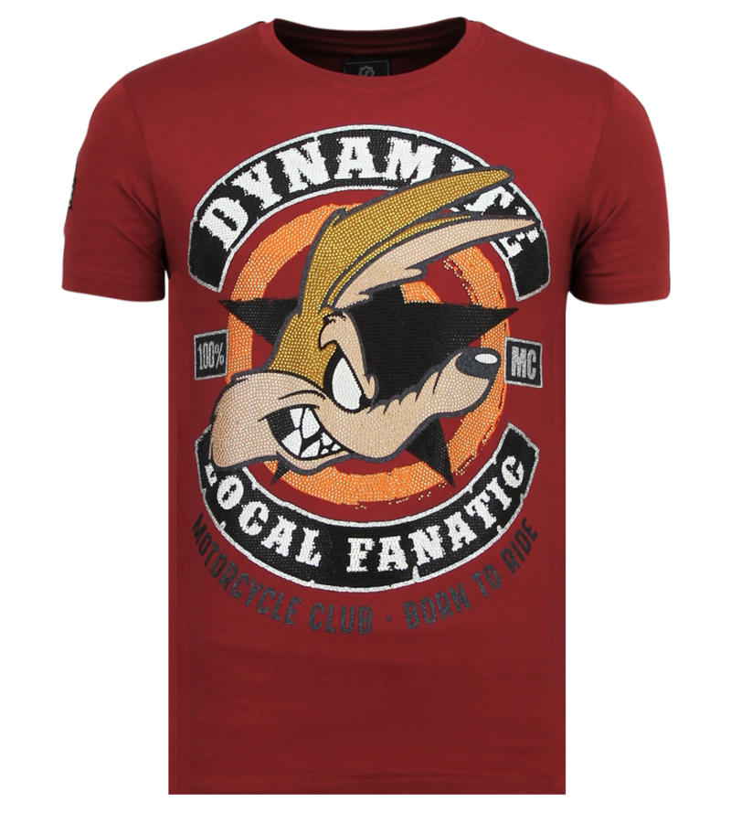 Local Fanatic Dynamite Coyote Rhinestones - Tryckt T-shirt Herr - 6320B - Bordeaux