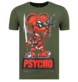 Local Fanatic Psycho Mouse Rhinestones  - Tryckt T-shirt Herr - 6321G - Grun