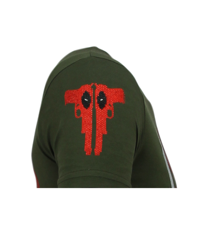 Local Fanatic Psycho Mouse Rhinestones  - Tryckt T-shirt Herr - 6321G - Grun